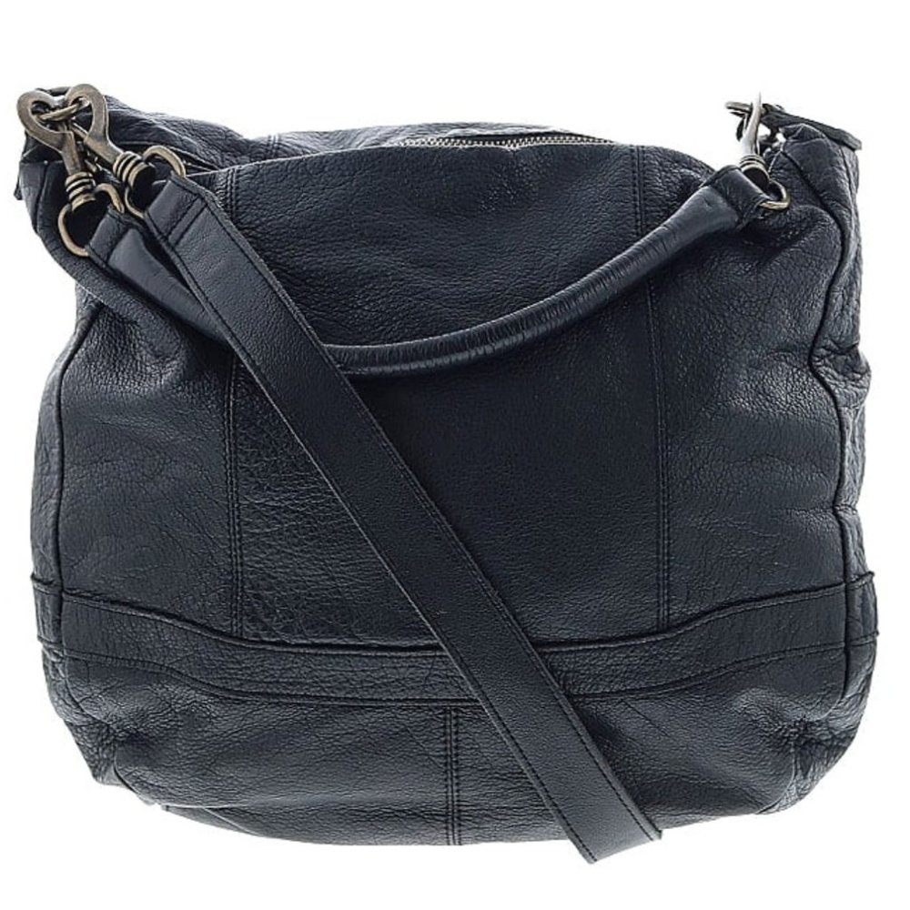 L.K. Liebeskind Berlin Black Leather Spacious Satchel Bag Convertible Crossbody